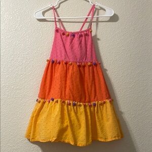 Tommy Bahama Pink and Orange Ruffled Tiered Sundress